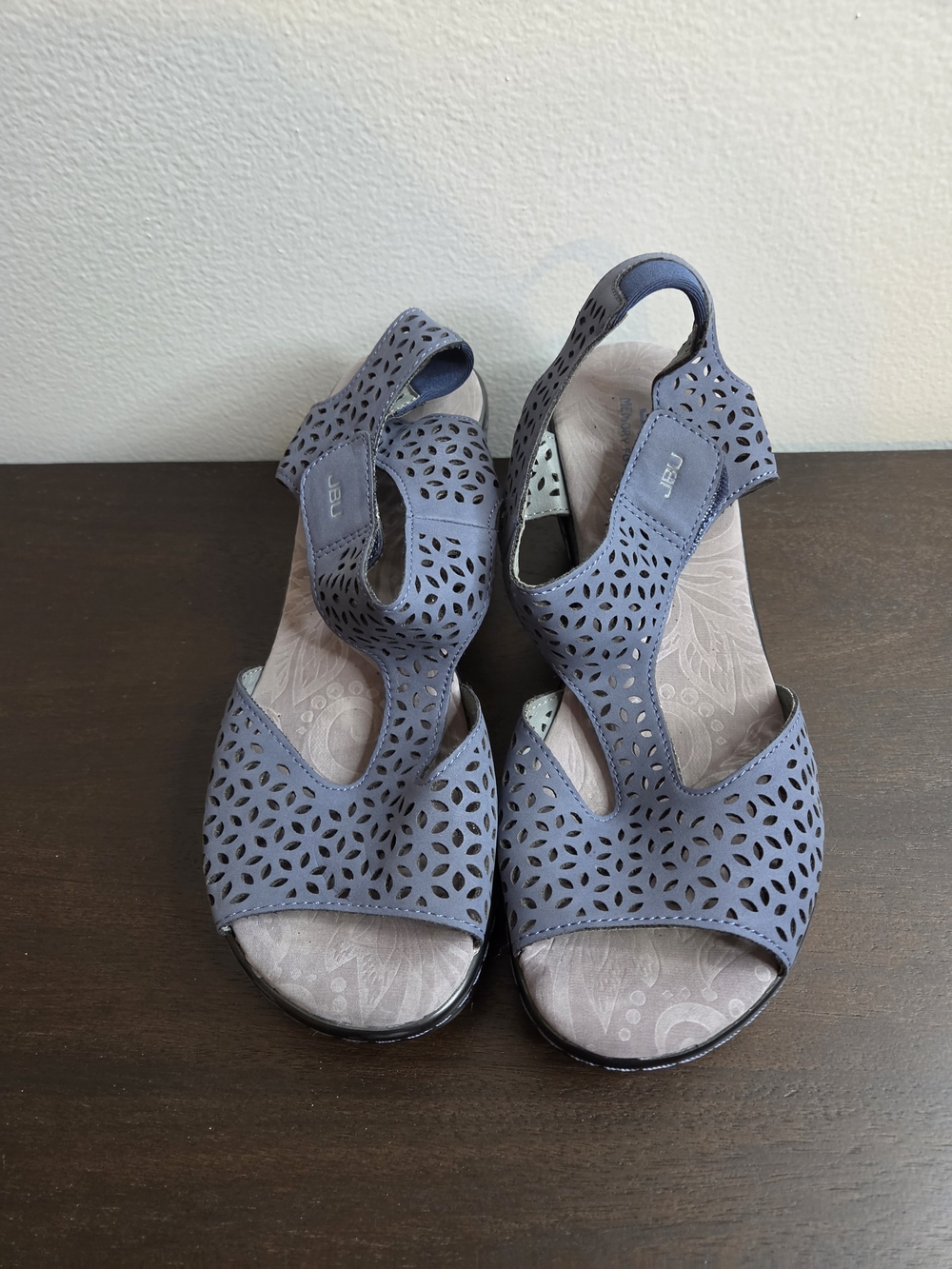 JBU Perforated Slate Blue Slingback Sandals